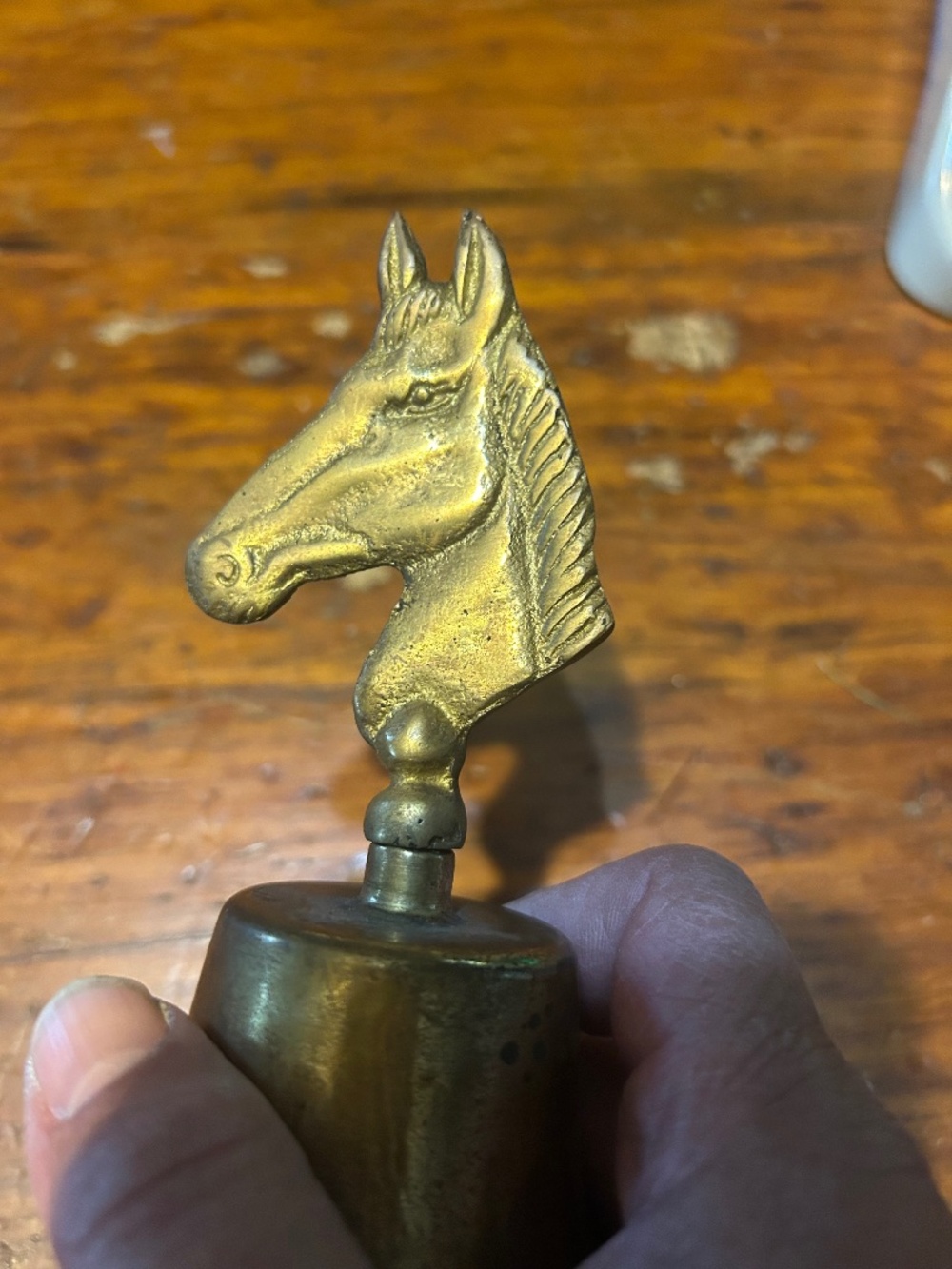 Vintage Brass Horse Head Hand Bell Equestrian Collectible Home Decor
